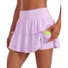 image:imageStelle Womens High Waist Athletic Skorts Flowy Mini Cake Skirt Casual Skorts with Shorts PocketLavender