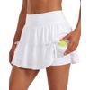 image:imageStelle Womens High Waist Athletic Skorts Flowy Mini Cake Skirt Casual Skorts with Shorts PocketWhite