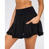 image:imageStelle Womens High Waist Athletic Skorts with Shorts Pockets Ruffle Flowy Mini Cake Skirt Layered Pleated Cute Casual SummerBlack