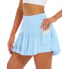 image:imageStelle Womens High Waist Athletic Skorts with Shorts Pockets Ruffle Flowy Mini Cake Skirt Layered Pleated Cute Casual SummerLight Blue