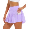 image:imageStelle Womens High Waist Athletic Skorts with Shorts Pockets Ruffle Flowy Mini Cake Skirt Layered Pleated Cute Casual SummerLilac
