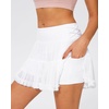 image:imageStelle Womens High Waist Athletic Skorts with Shorts Pockets Ruffle Flowy Mini Cake Skirt Layered Pleated Cute Casual SummerWhite