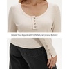 image:imageStelle Womens Long Sleeve Henley T Shirts Button Ribbed Knit Loose Fit Basic Tops Fall Fashion OutfitsBeige