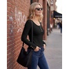 image:imageStelle Womens Long Sleeve Henley T Shirts Button Ribbed Knit Loose Fit Basic Tops Fall Fashion OutfitsBlack