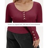 image:imageStelle Womens Long Sleeve Henley T Shirts Button Ribbed Knit Loose Fit Basic Tops Fall Fashion OutfitsBurgundy