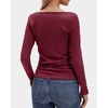 image:imageStelle Womens Long Sleeve Henley T Shirts Button Ribbed Knit Loose Fit Basic Tops Fall Fashion OutfitsBurgundy