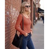 image:imageStelle Womens Long Sleeve Henley T Shirts Button Ribbed Knit Loose Fit Basic Tops Fall Fashion OutfitsBurnt Orange