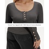 image:imageStelle Womens Long Sleeve Henley T Shirts Button Ribbed Knit Loose Fit Basic Tops Fall Fashion OutfitsCharcoal