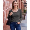 image:imageStelle Womens Long Sleeve Henley T Shirts Button Ribbed Knit Loose Fit Basic Tops Fall Fashion OutfitsCharcoal