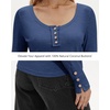 image:imageStelle Womens Long Sleeve Henley T Shirts Button Ribbed Knit Loose Fit Basic Tops Fall Fashion OutfitsDenim