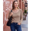 image:imageStelle Womens Long Sleeve Henley T Shirts Button Ribbed Knit Loose Fit Basic Tops Fall Fashion OutfitsLatte