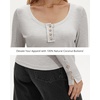 image:imageStelle Womens Long Sleeve Henley T Shirts Button Ribbed Knit Loose Fit Basic Tops Fall Fashion OutfitsLight Grey