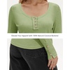 image:imageStelle Womens Long Sleeve Henley T Shirts Button Ribbed Knit Loose Fit Basic Tops Fall Fashion OutfitsMoss