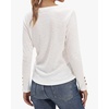 image:imageStelle Womens Long Sleeve Henley T Shirts Button Ribbed Knit Loose Fit Basic Tops Fall Fashion OutfitsWhite