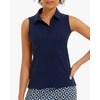 image:imageStelle Womens Sleeveless Golf Polo Shirts UPF 50 Collared V Neck Dry Fit Lightweight Workout Tennis Tank TopsNavy