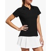 image:imageStelle Womens V Neck Golf Polo Shirts UPF 50 Short Sleeve Tennis Shirt Collared Workout Tops Quick DryBlack