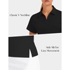 image:imageStelle Womens V Neck Golf Polo Shirts UPF 50 Short Sleeve Tennis Shirt Collared Workout Tops Quick DryBlack
