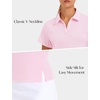 image:imageStelle Womens V Neck Golf Polo Shirts UPF 50 Short Sleeve Tennis Shirt Collared Workout Tops Quick DryCherry Blossom