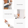 image:imageStelle Womens Zip Up Jackets Lightweight Athletic Running Jacket Workout Slim Fit Yoga Track Clothes with Thumb HolesChalk
