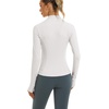 image:imageStelle Womens Zip Up Jackets Lightweight Athletic Running Jacket Workout Slim Fit Yoga Track Clothes with Thumb HolesChalk