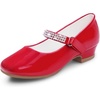 image:imageStelle Girls Mary Jane Dress Shoes Low Heel Glitter Patent Bow Kids Party Wedding Flower Girl School ShoesToddlerLittleBig KidClassic Patentred