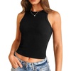 image:imageStelle Ribbed Tank Tops for Women High Neck Sleeveless Cami Stretch Slim Top Casual Workout Basic TshirtBlack