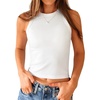 image:imageStelle Ribbed Tank Tops for Women High Neck Sleeveless Cami Stretch Slim Top Casual Workout Basic TshirtWhite
