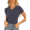 image:imageStelle Ribbed Tops for Women Short Sleeve Tshirt Slim Fit Basic Tee Casual BlouseCharcoal