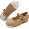 image:imageStelle Tap Shoes for Toddler Girls Bow Mary Jane Dance Shoes  Decorative bow detailSteel toe heel tapsCushioned insolePadded heel collarBeginner tap danceTan