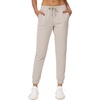 image:imageStelle Womens High Waist Drawstring Jogger Athletic Lounge Sweatpants with PocketsOat Milk