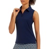 image:imageStelle Womens Sleeveless Golf Polo Shirts UPF 50 Collared V Neck Dry Fit Lightweight Workout Tennis Tank TopsNavy