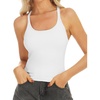 image:imageStelle Womens Sleeveless Tank Tops Scoop Neck Ribbed Racerback Camisole Tops for Workout CasualWhite