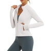 image:imageStelle Womens Zip Up Jackets Lightweight Athletic Running Jacket Workout Slim Fit Yoga Track Clothes with Thumb HolesChalk