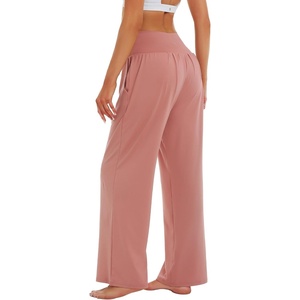 image:imageStelle 28 Wide Leg Yoga Pants Womens High Waisted Cozy Sweatpants Flowy Sports Athletic Lounge Pants with PocketsDusty Pink