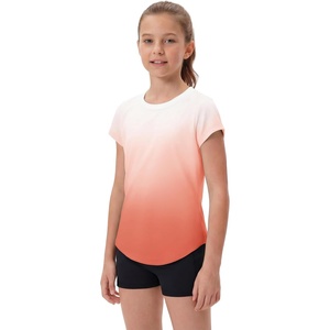 image:imageStelle Girls Athletic Shirts Short Sleeve Running Dry Fit Tops Kids Teens  Ombre Moisturewicking Quick dry Breathable Lightweight Soccer Training Sports Crewneck Active tshirts Summer TeeCoral