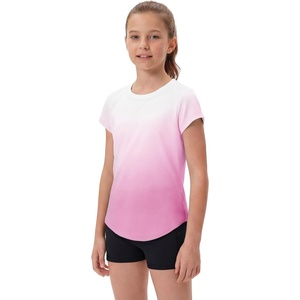 image:imageStelle Girls Athletic Shirts Short Sleeve Running Dry Fit Tops Kids Teens  Ombre Moisturewicking Quick dry Breathable Lightweight Soccer Training Sports Crewneck Active tshirts Summer TeeRose Petal