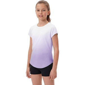 image:imageStelle Girls Athletic Shirts Short Sleeve Running Dry Fit Tops Kids Teens  Ombre Moisturewicking Quick dry Breathable Lightweight Soccer Training Sports Crewneck Active tshirts Summer TeeLavender