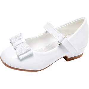 image:imageStelle Girls Mary Jane Dress Shoes Low Heel Glitter Patent Bow Kids Party Wedding Flower Girl School ShoesToddlerLittleBig KidElegant Square Bucklewhite