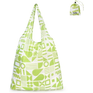image:imageStelle Lightweight Reusable Grocery Bag with Handles Ripstop Nylon Foldable Tote Shopping Bags for Travel and GroceriesGreen Geometry