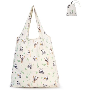 image:imageStelle Lightweight Reusable Grocery Bag with Handles Ripstop Nylon Foldable Tote Shopping Bags for Travel and GroceriesPanda Friends