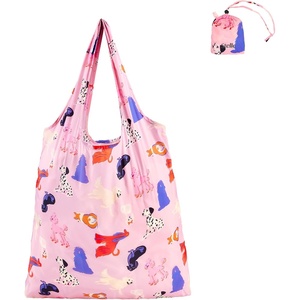 image:imageStelle Lightweight Reusable Grocery Bag with Handles Ripstop Nylon Foldable Tote Shopping Bags for Travel and GroceriesPuppy Paradepink