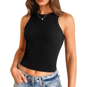 image:imageStelle Ribbed Tank Tops for Women High Neck Sleeveless Cami Stretch Slim Top Casual Workout Basic TshirtBlack