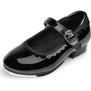 image:imageStelle Tap Shoes for Toddler Girls Scallop Trim  Elegant scalloped designHidden hookandloop closureStrap with faux buckleMary Jane styleCushioned comfortBlack