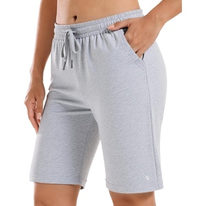 image:imageStelle Womens 710 Cotton Bermuda Shorts Knee Length Comfy Lounge Athletic Sweat Shorts with Deep Pockets10 Lightgrey
