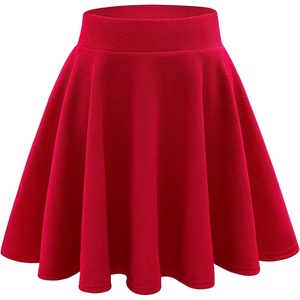 image:imageStelle Womens Casual Skort with Shorts Basic Versatile Stretchy Flared Pleated Skater Mini SkirtsRed