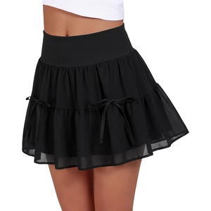 image:imageStelle Womens High Waist Athletic Skorts Flowy Mini Cake Skirt Casual Skorts with Shorts PocketBlack