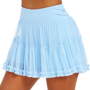 image:imageStelle Womens High Waist Athletic Skorts with Shorts Pockets Ruffle Flowy Mini Cake Skirt Layered Pleated Cute Casual SummerLight Blue