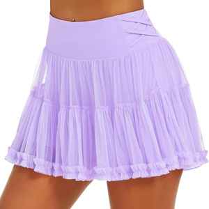 image:imageStelle Womens High Waist Athletic Skorts with Shorts Pockets Ruffle Flowy Mini Cake Skirt Layered Pleated Cute Casual SummerLilac