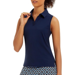 image:imageStelle Womens Sleeveless Golf Polo Shirts UPF 50 Collared V Neck Dry Fit Lightweight Workout Tennis Tank TopsNavy
