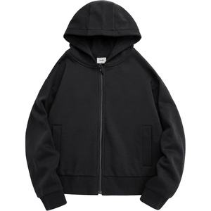 image:imageStelle Zip Up Hoodies for Women Fleece Crop Jackets Long Sleeve Hooded Sweatshirts with Pockets Casual CoatBlack